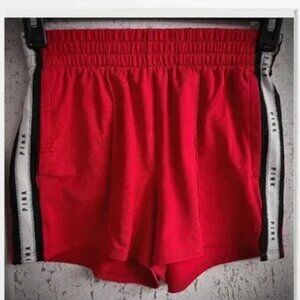 Victoria’s Secret PINK Red Athletic Shorts with Side Logo Stripes (NWT)